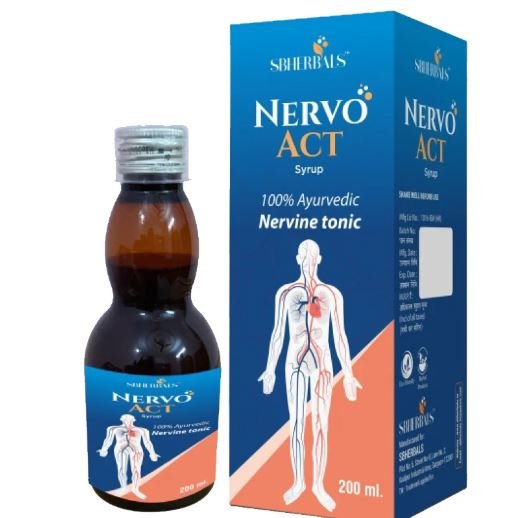 SBHERBALS NERVO ACT AYURVEDIC HERBAL WELLNESS SYRUP | DAILY NERVOUS SYSTEM SUPPORT | HERBAL HEALTH TONIC | 200 ML