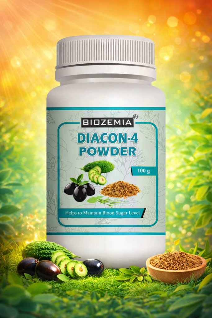 BIOZEMIA DIACON-4 HERBAL WELLNESS POWDER | Karela Jamun Methi Blend | Ayurvedic Daily Health Support Powder | Natural Wellness Formula for Men & Women